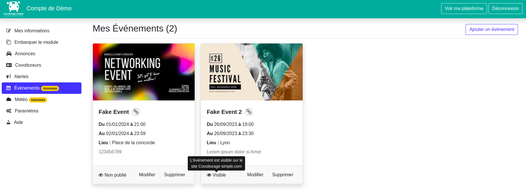 Un espace de promotion pour vos événements !
